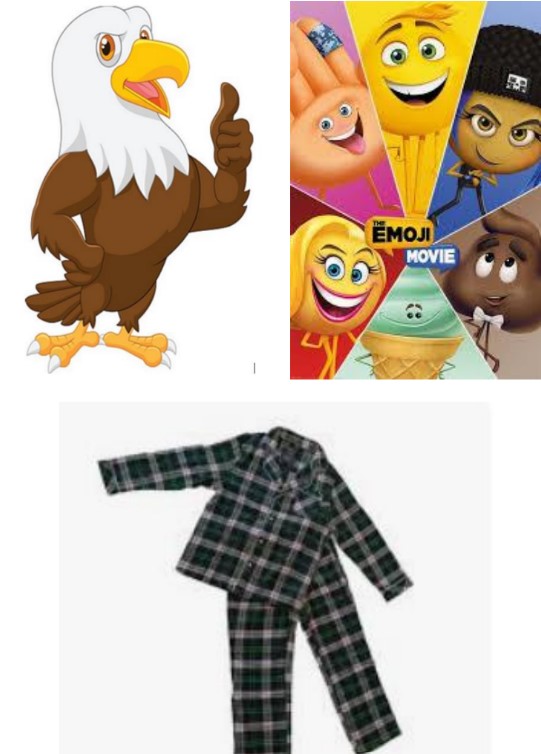 Jesse with Emoji Movie image and a warm set of pyjamas